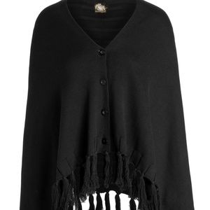 Hammerschmid Cotton Button Poncho With Fringe